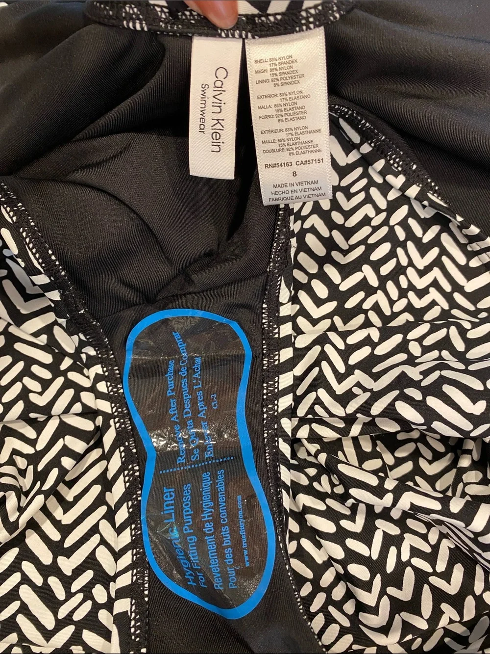 NWT Calvin Klein Black & White Swimsuit One Piece Swimsuit Size 8